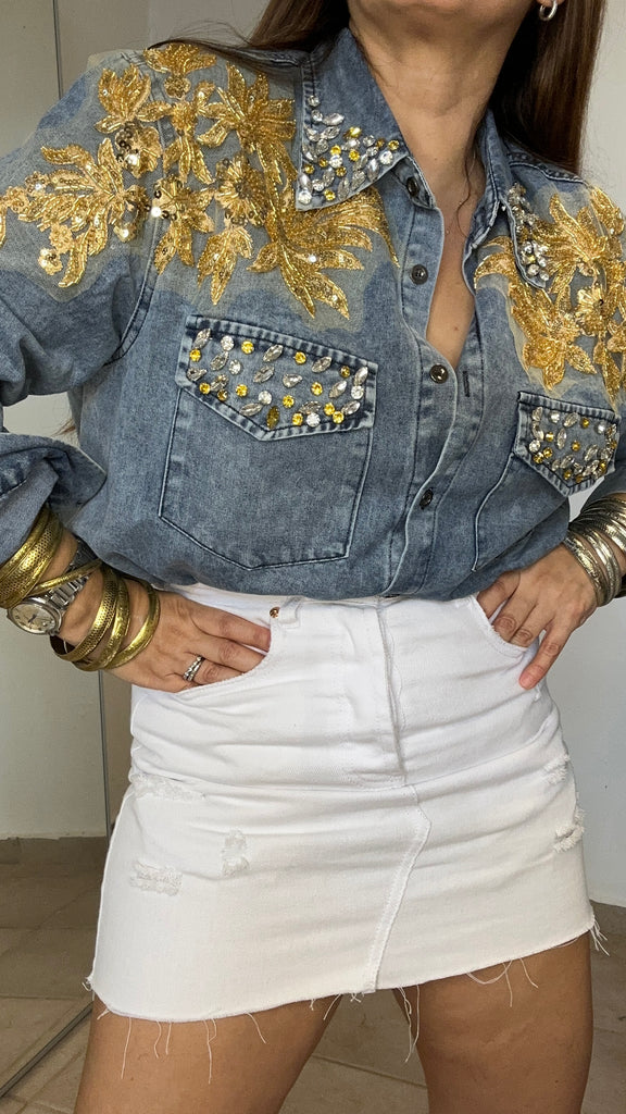 White Denim Skirt