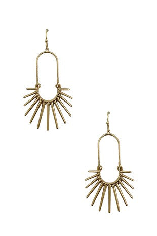Sunburst spike Oval Drop Earring