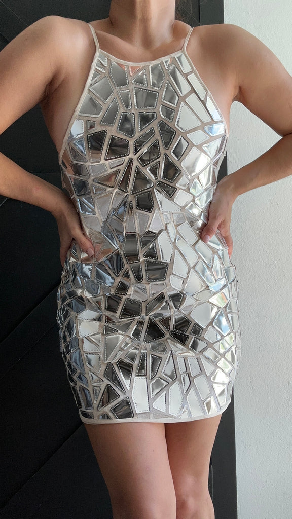 Mirrored Vinyl Silver Dress