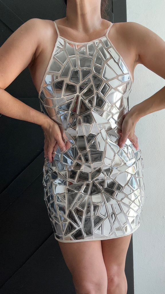 Mirrored Vinyl Silver Dress