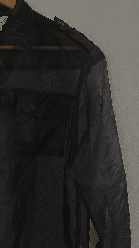 Black Organza Button Down Shirt