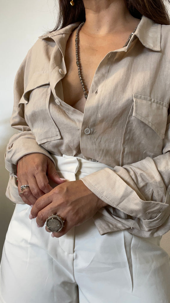 Sand Rolled-Up Sleeve
