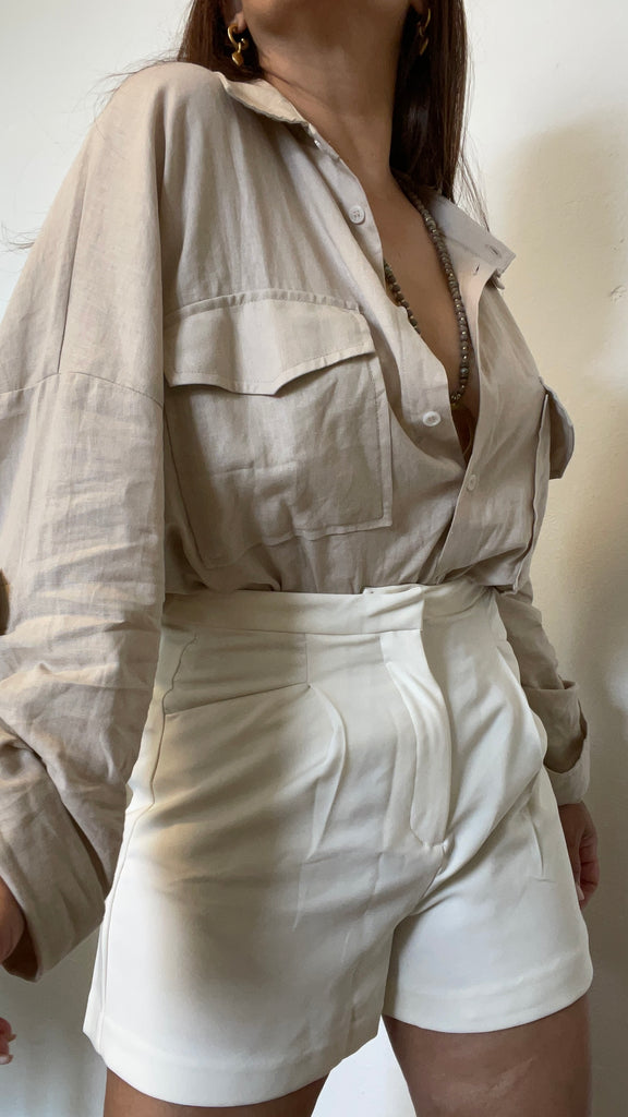 Sand Rolled-Up Sleeve