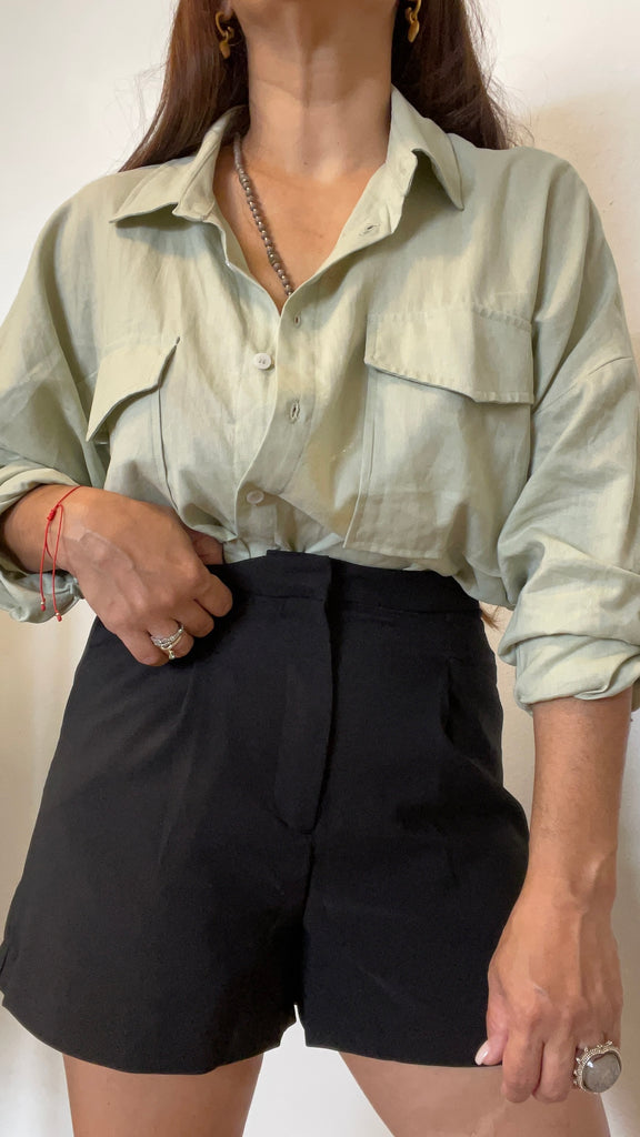 Sage Rolled-Up Sleeve Shirt